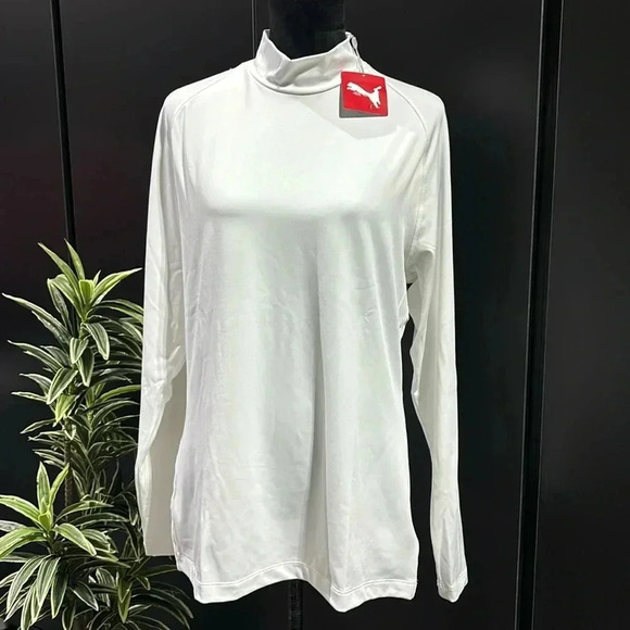 Puma Base Layer Bright White,winter warm, long sleeve turtleneck, logo sleeve - Picture 1 of 10